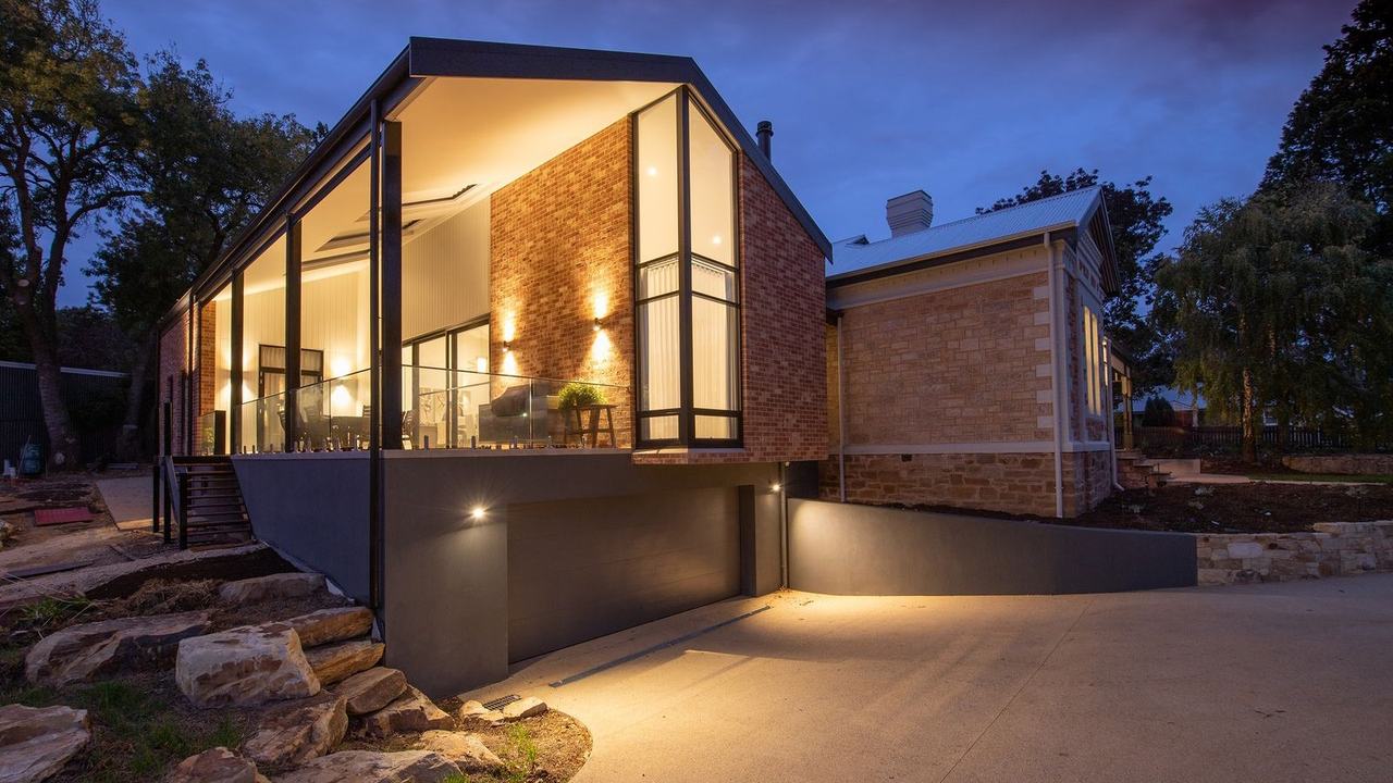 Modern house at dusk