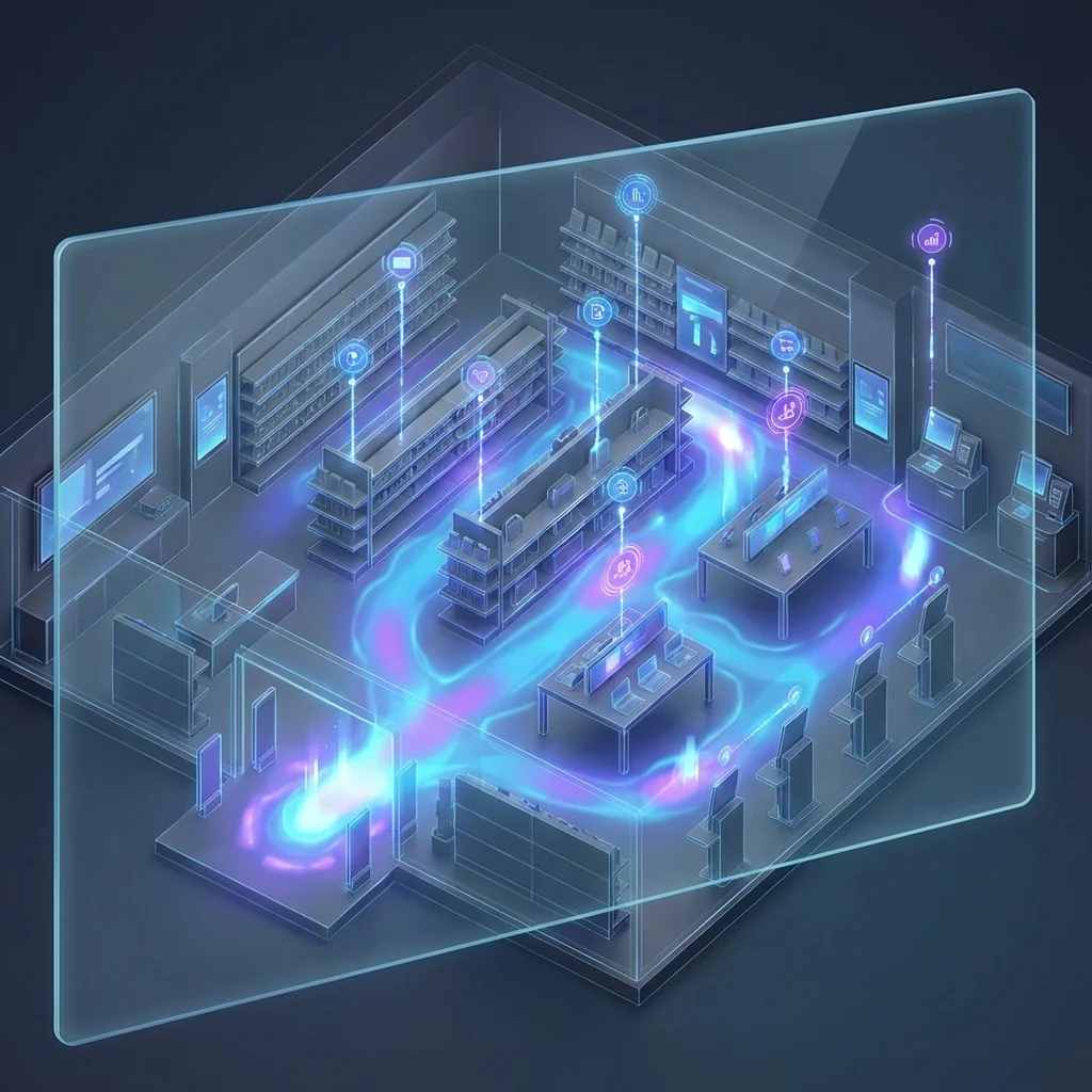 Retail store with AI-powered footfall counters and customer behaviour analytics