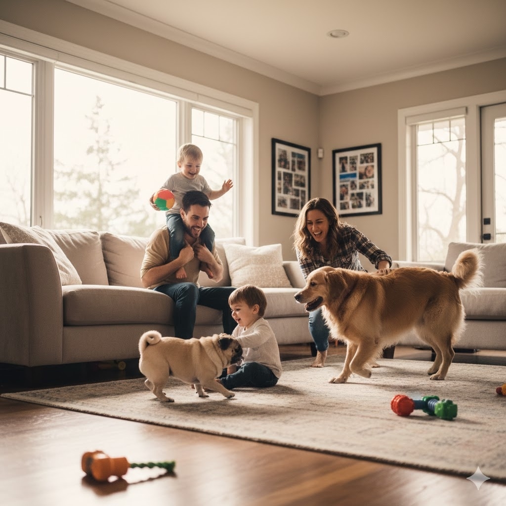 AI-powered smart home monitoring system protecting families including elderly residents and children